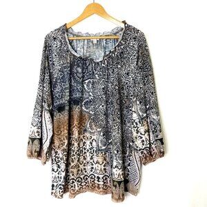 Avenue Pullover Knit Top Plus Womens size 26/28 Round Neckline Long Sleeves Gray